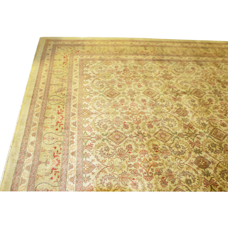 Hand Knotted Wool Area Rug in Gold