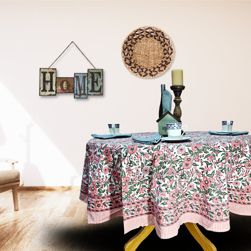 Tazia Round Floral Cotton Tablecloth