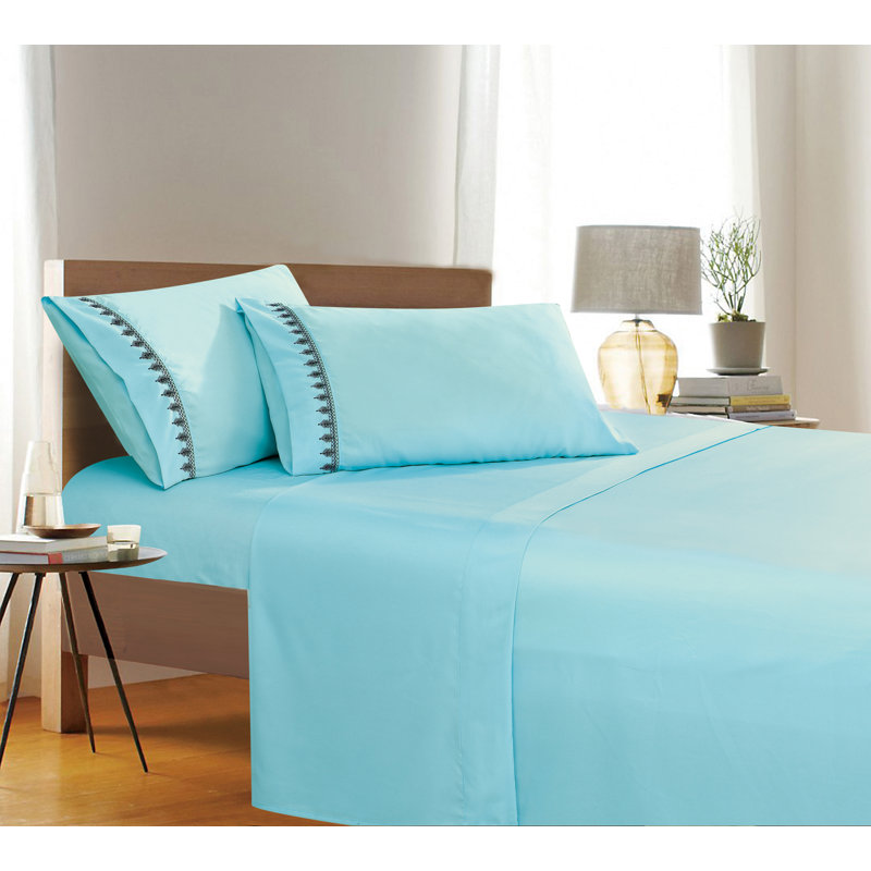 Ayan Microfiber Sheet Set, Queen, Aqua