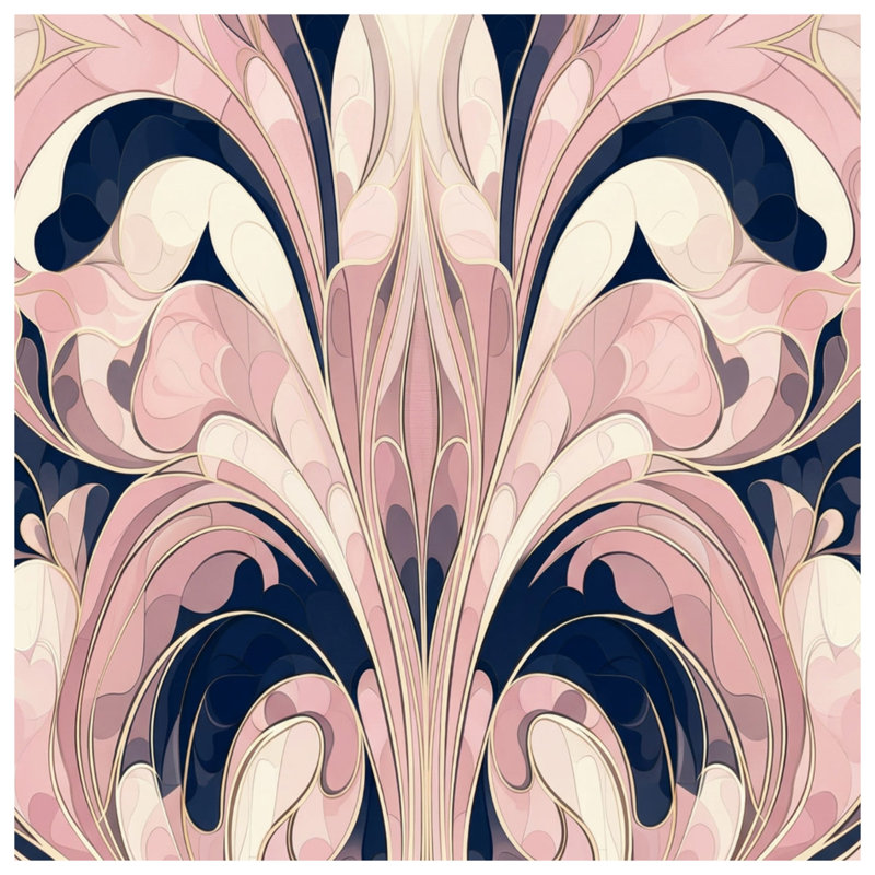 Édredon rose à motif floral abstrait, Grand lit