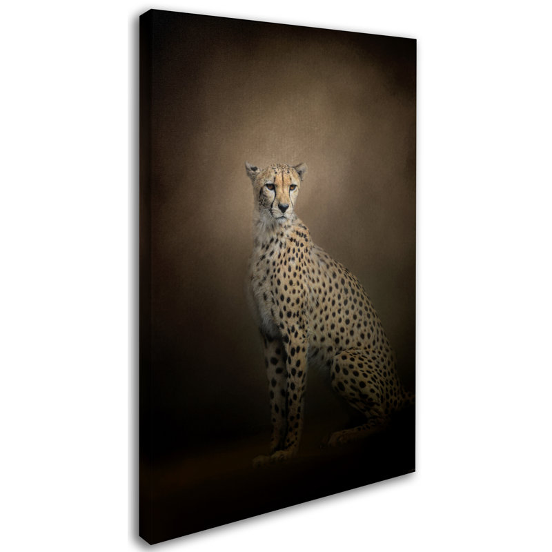 Elegant Cheetah Portrait on Brown Canvas Art