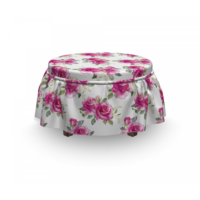 Housse pour décoratif repose-pieds, Bouton de rose / cerise