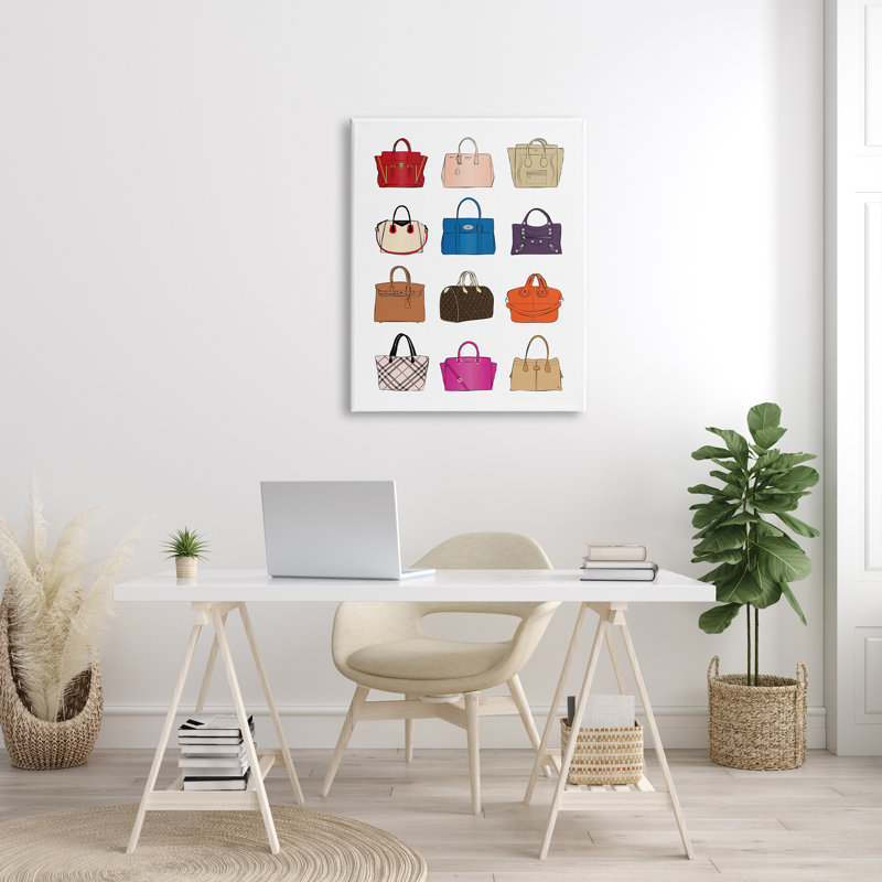 Tableau de sac à main Glam Designer, Toile tendue, H 40 po x l 30 po