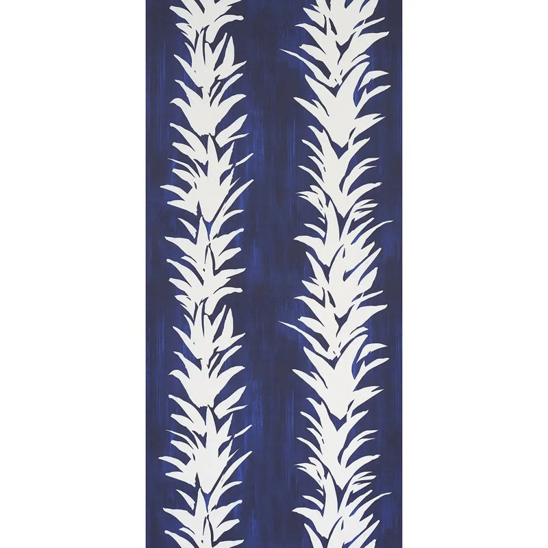 Schumacher x Backdrop White Lotus Wallpaper, Cobalt, Paper