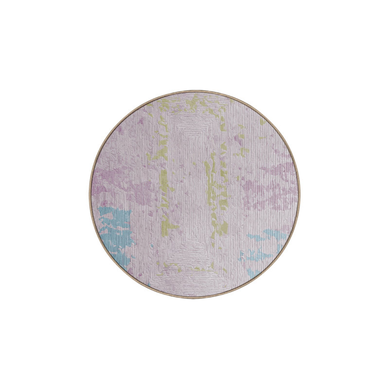 Tapis beige lavable à la machine, Rond 5 pi