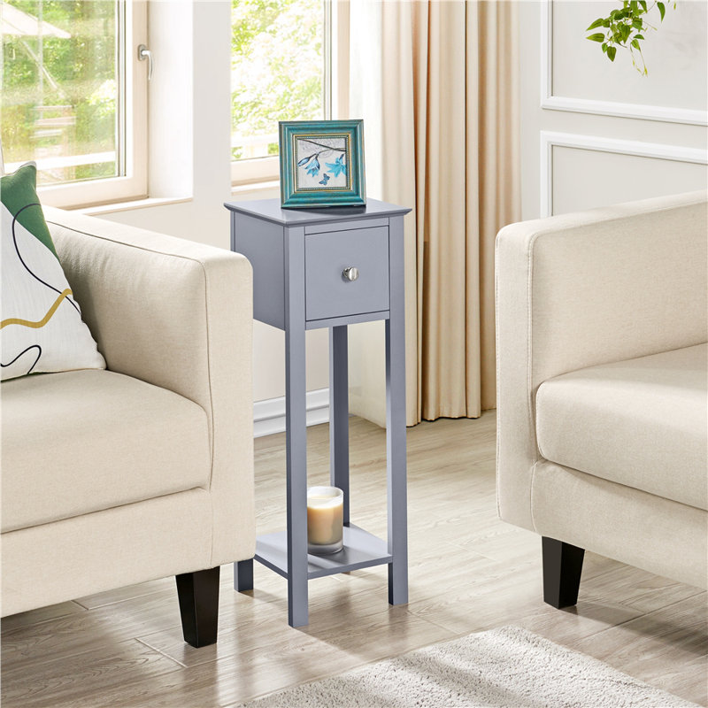 1 Drawer Bedside Table  with Shelf Sleek and Functional Nightstand, Grey