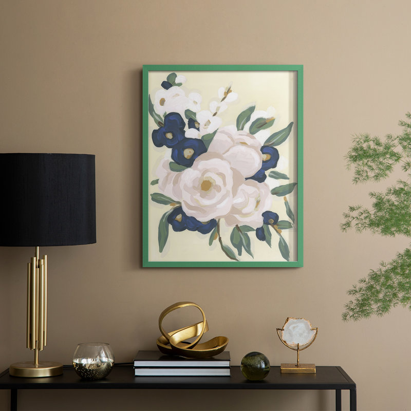 «Garden Party Bouquet II», reproduction encadrée - bois massif, H 11 po x l 9 po, Vert