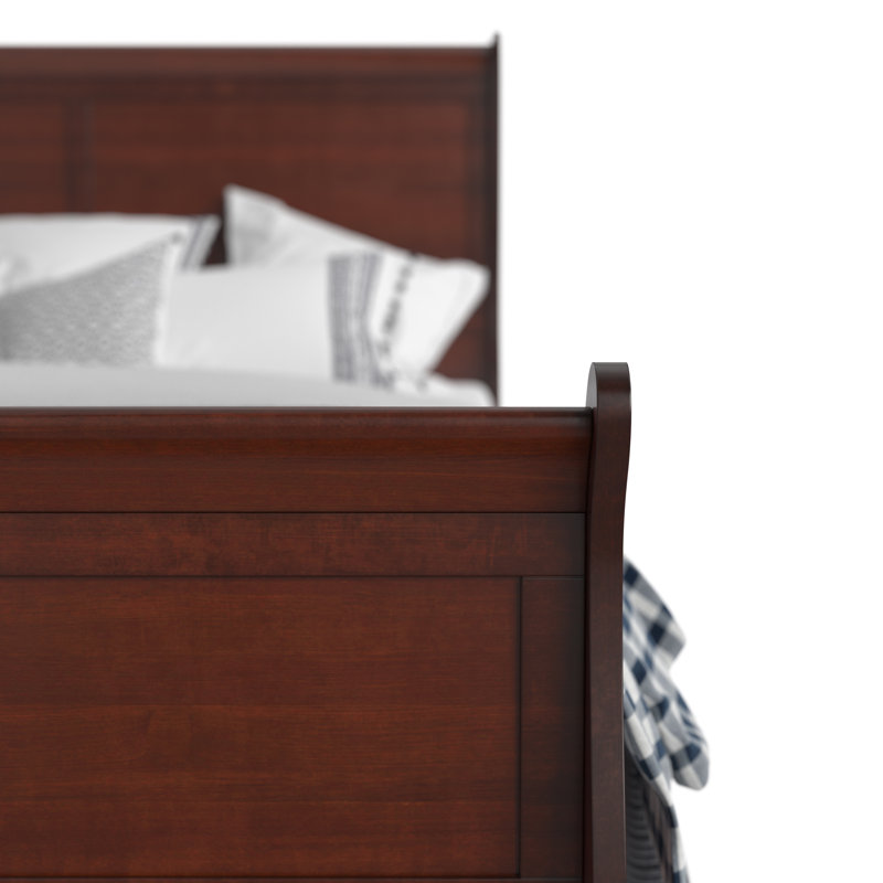 Georgett Sleigh Bed, Twin, Cherry