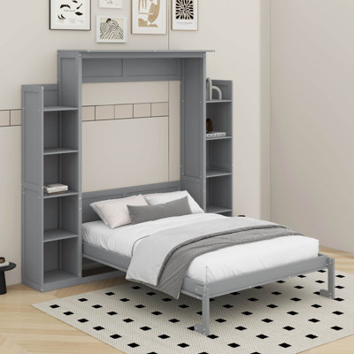 Lit escamotable double avec tablettes et DEL