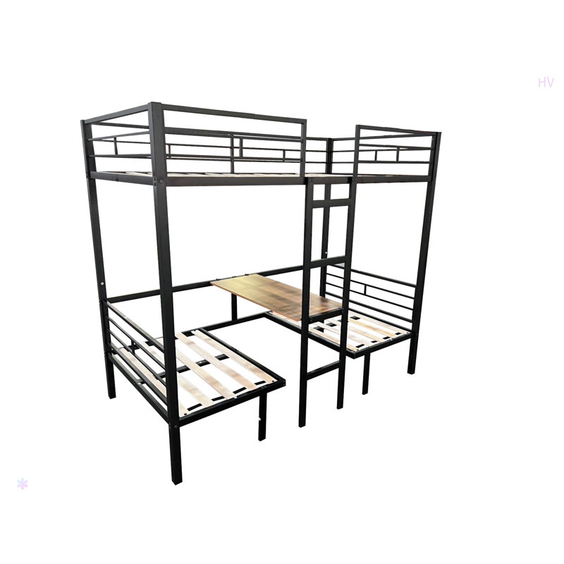 Lit mezzanine simple avec ensemble de table transformable en lit simple au-dessus d'un lit simple, Double