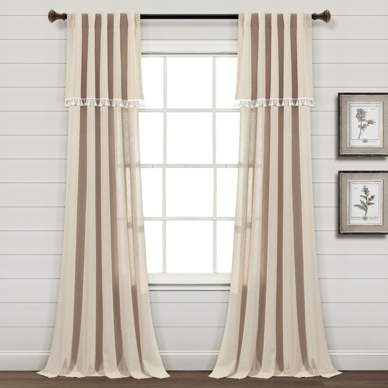 Paire de rideaux semi-transparents avec passe-tringle Ivy, Ivoire