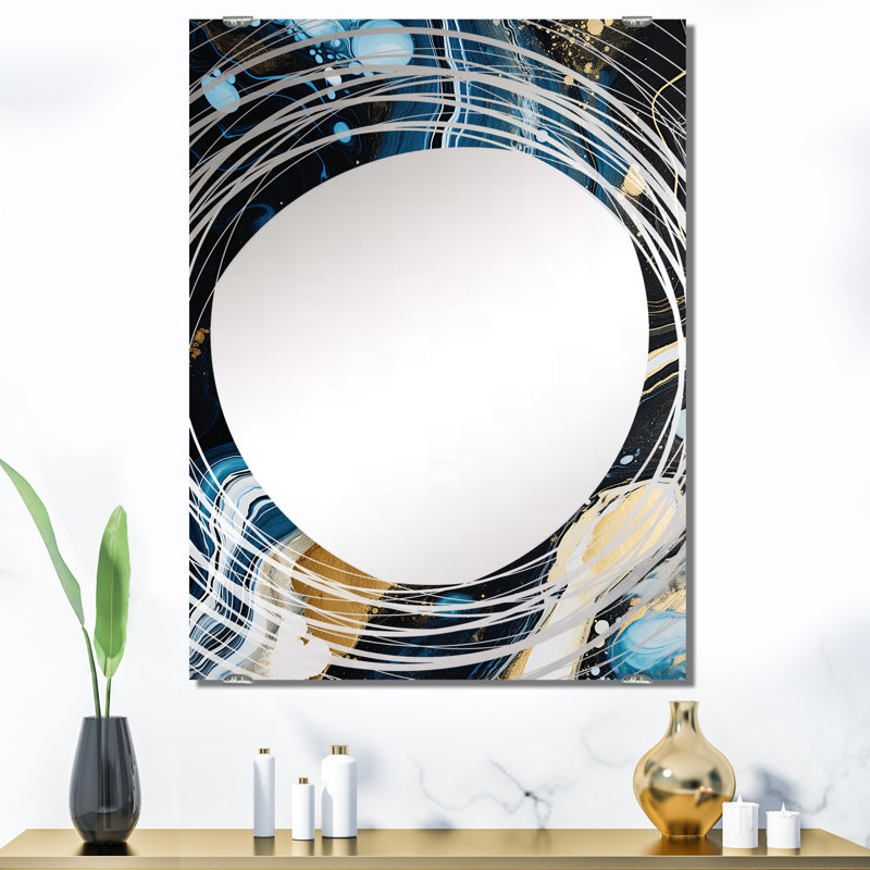 Abstract Liquid Ink Serenade Of Swirls III - Abstract Liquid Ink Wall Mirror MIR137703, 40" x 30"