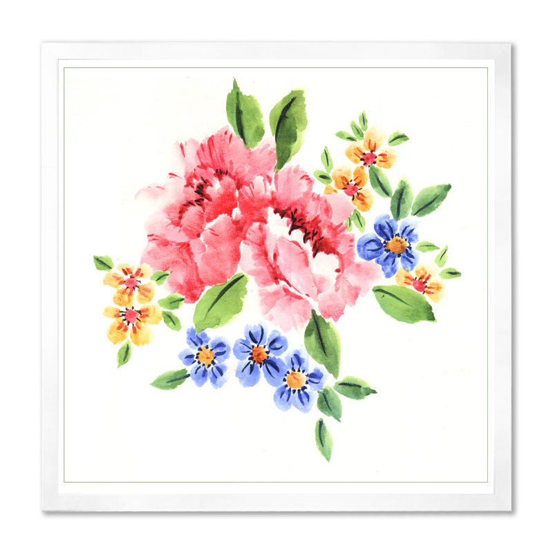 Belles fleurs roses naturelles - sur, Cadre photo blanc, H 30 po x l 30 po x P 1 po