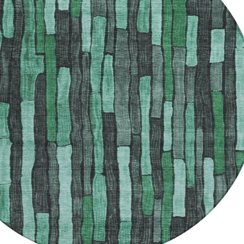 Tapis intérieur lavable rayé bleu sarcelle et émeraude 8 pi