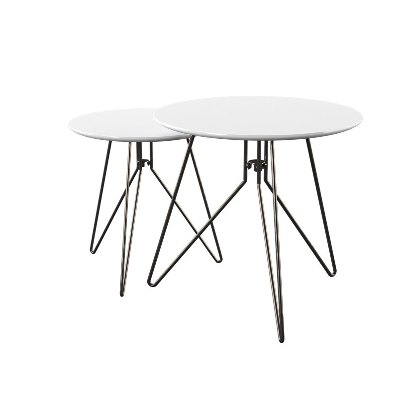 Dolly Nesting Tables, White/Silver