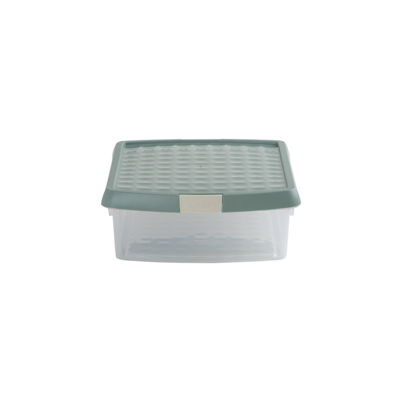 Wham Clip 8.5L Rectangular Plastic Storage Boxes with Secure Clip Lock Lids. L:39 x W:29 x H:10.5cm Clear/Stone/Slate Grey