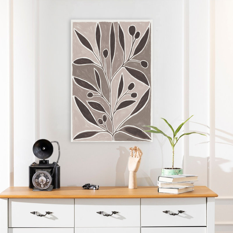 Feuille moderne gris neutre noir moderne, H 24 po x l 16 po