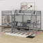 Lit mezzanine simple en bois en forme de L avec échelle et 2 bureaux en forme de L-654151541