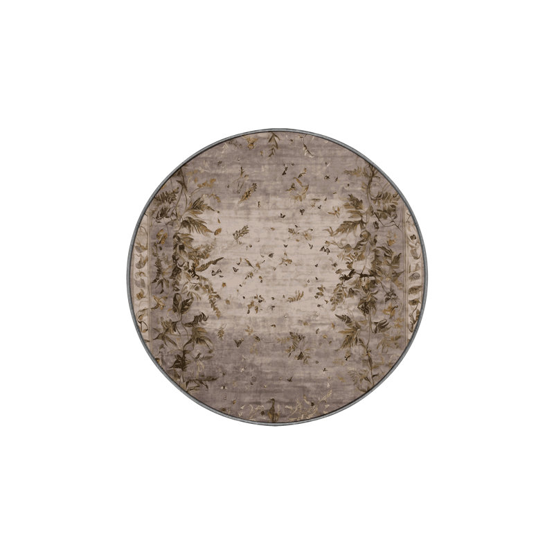 Machine Washable Gray Area Rug, Round 8'