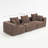 Oversized Modular Deep-Seat Sofa, 3-Piece All-Foam Sectional Couch In Soft Textured Fabric, Tool-Free Assembly, Apartment-Friendly Low Profile, 111" × 37" × 23.6"-Brown-638670153