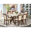 L'ensemble de table de cuisine 5 pièces pour 4 personnes comprend une table de salle à manger rectangulaire avec pieds en X et 4 chaises rembourrées en tissu de lin beige clair, jacobin vieilli-1532682298-1532682309
