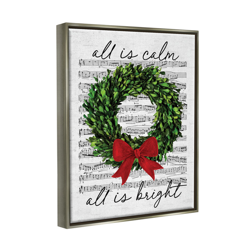 All All Bright Holiday Music, H 31 po x l 25 po x P 1,7 po, Cadre flottant gris lustré