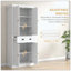 Armoire de cuisine Farmhouse, grande armoire de rangement autoportante avec 4 portes à fermeture douce, 2 tablettes réglables et un tiroir pour la salle à manger