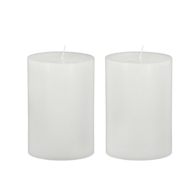 Jomi Unscented Soy Wax Pillar Candles Set Of 2, Classic White Finish
