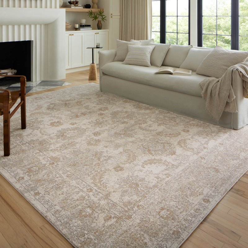 Tapis ivoire / beige Kriebel II, Carré 1 pi 6 po