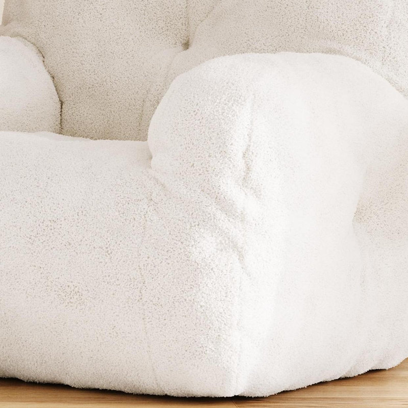 Fauteuil à billes Compression, Ours en peluche ivoire
