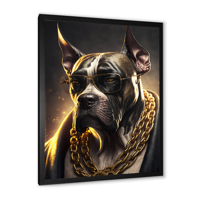 «Great Dane Gangster in NYC I», impression sur toile, Impression noire sur toile encadrée, H 40 po x l 30 po x P 1,5 po