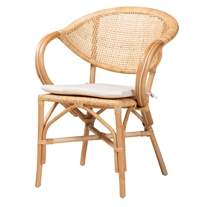Chaise de salle à manger moderne en bohème moderne avec finition brun naturel