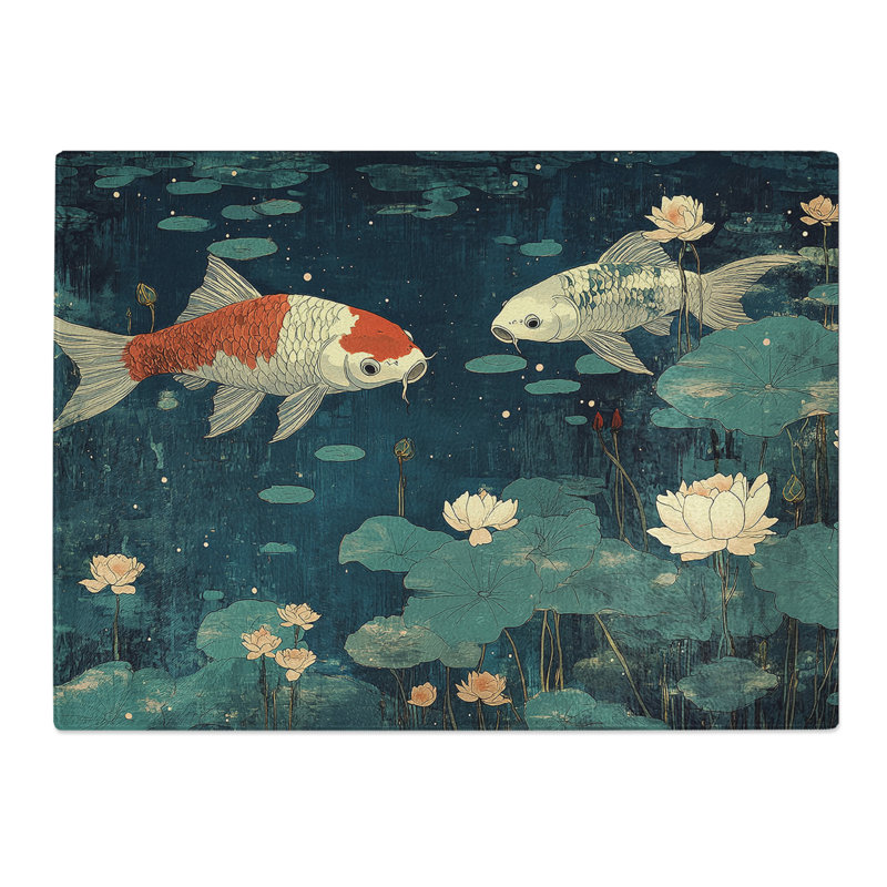 Koi Fish Pond  Glass Chopping Board