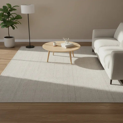 Area Rug | Wool & Bamboo Silk Handloom Rug | Beige