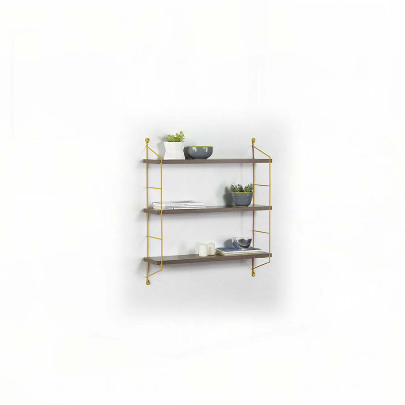 Triple Shelf, Walnut/Yellow