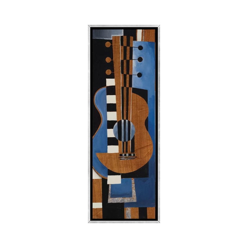 « Blues Guitar » par Liz Jardine-reproduction d’art sur toile, H 48 po x l 16 po x P 1,5 po, Toile avec cadre argenté