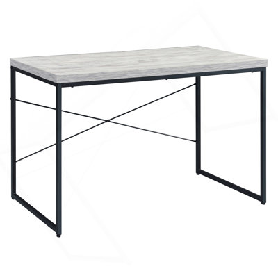 Antique White And Black Writing Desk With Metal Sled Base