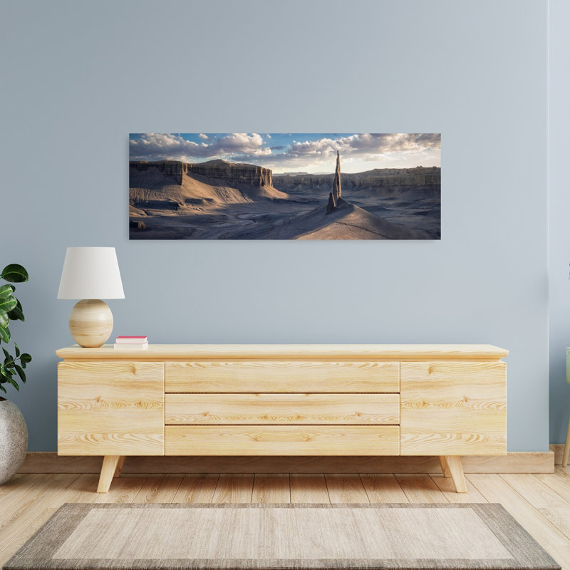 Lone Desert Spire, paysage contemporain abstrait, art mural, H 16 po x l 48 po