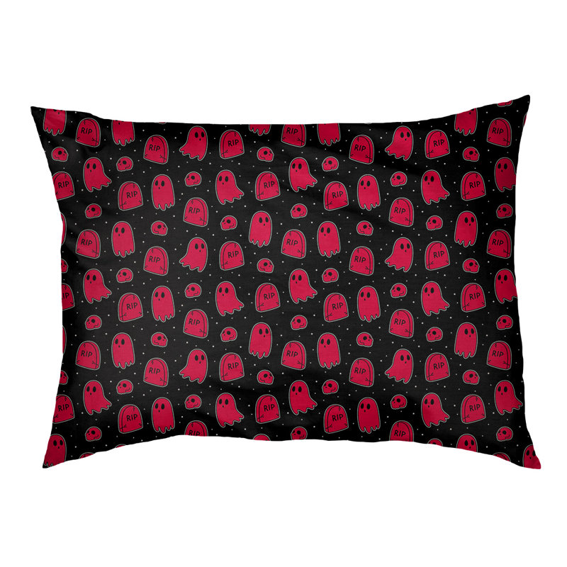 Coussin décoratif pour chien à l’extérieur pastel Campion, Moyen (L 29,5 po x P19,5 po x H 9,5 po), Noir / Rouge