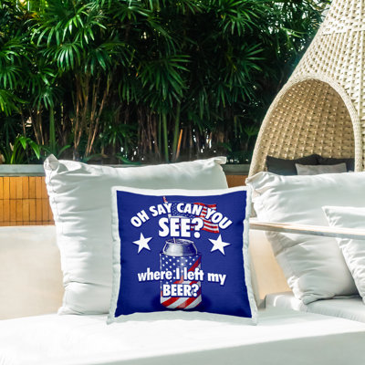 Coussin d'extérieur amusant "Funny Patriotic Beer" par Jedco Brands, Inc.