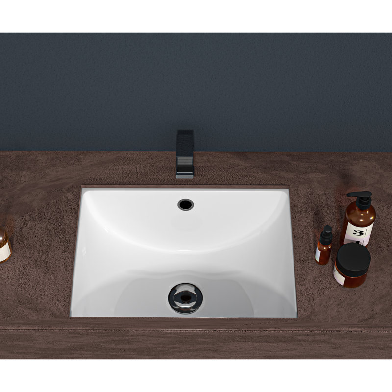 Lavabo rectangulaire moderne en céramique avec trop-plein - 18,5 po x 13,5 po sous la surface, teinture pour la salle de bain, le bureau et les espaces de restaurant