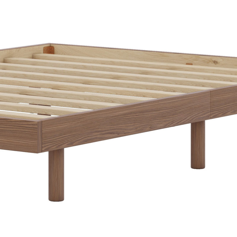 Modern Design Floating Platform Bed Frame, Walnut, Full