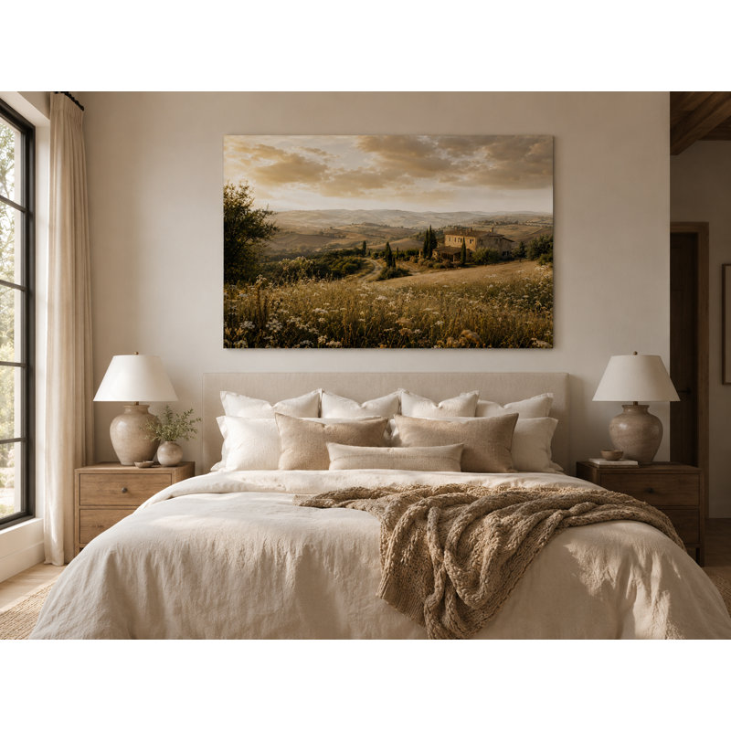 «Tuscan Hillside Retreat», campagne, impression giclée sur toile tendue, 36"H x 48"W x 1.5"D