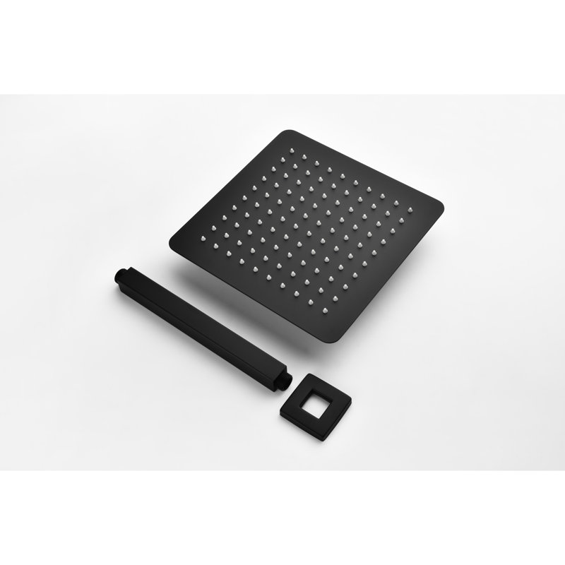 304 Stainless Steel Shower Head - High Rainfall Waterfall With Self Nozzles, Matte Black Finish, Full Body Shower, Compatible American Standard Rain Ultra-Thin Black, Covering, Works And Universal