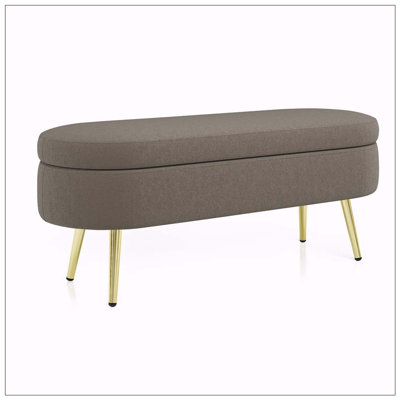 Ottoman Oval Storage Bench ith Metal Legs