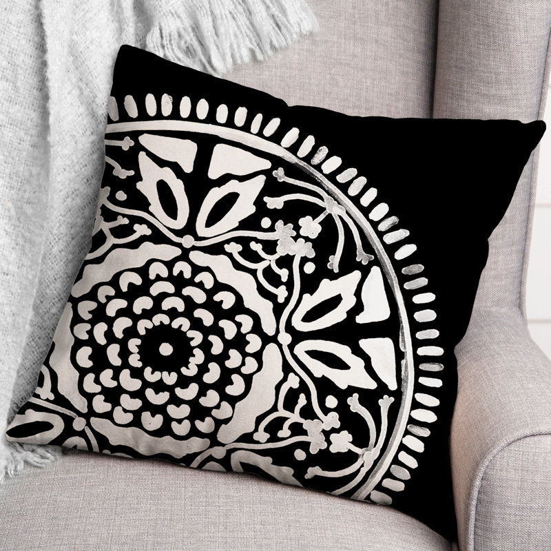 Housse et insert de coussin extérieur d'extérieur, Noir, Floral 5