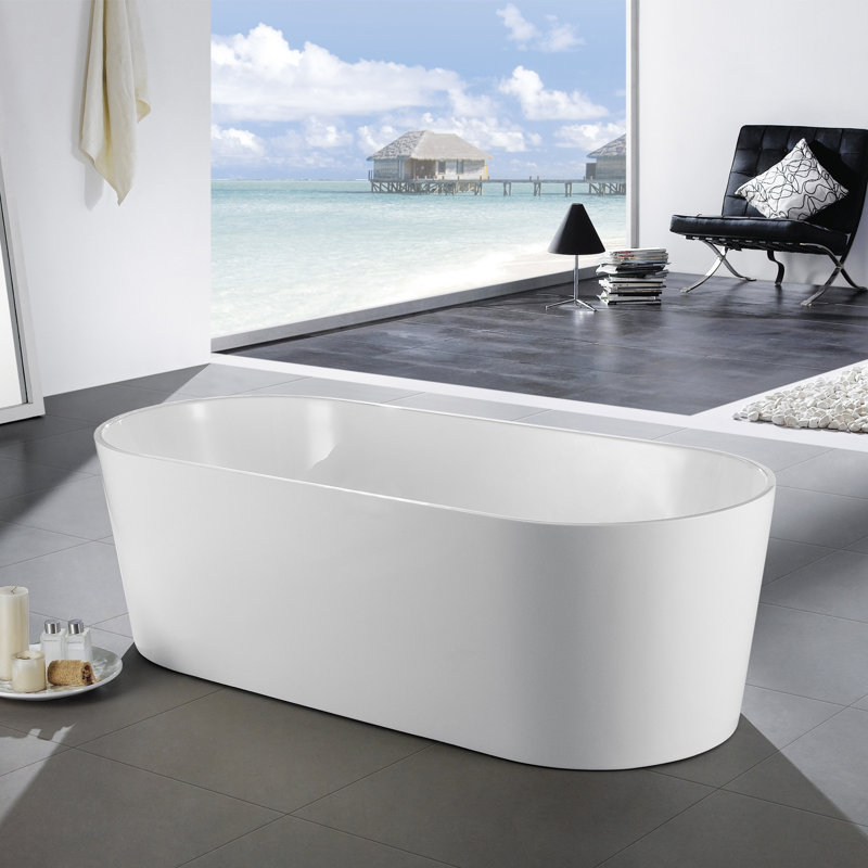 Chloe 59'' x 29.5'' Soaking Acrylic Bathtub