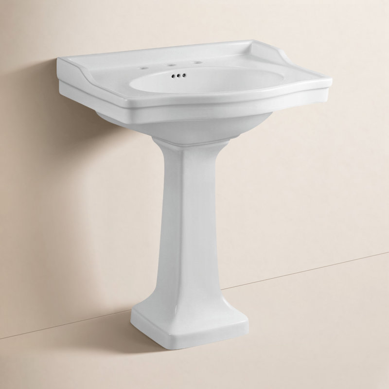 Kingston Brass Imperial Ceramic Pedestal Sink, 35.44" H x 29.94" W x 29.98" L