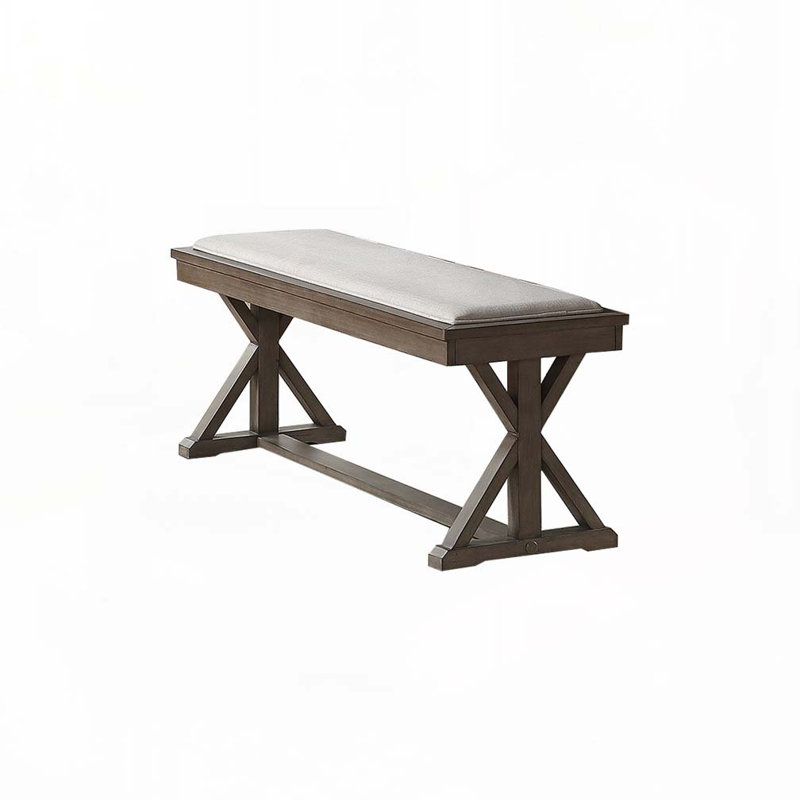 Banc rembourré en tissu avec pieds croisés