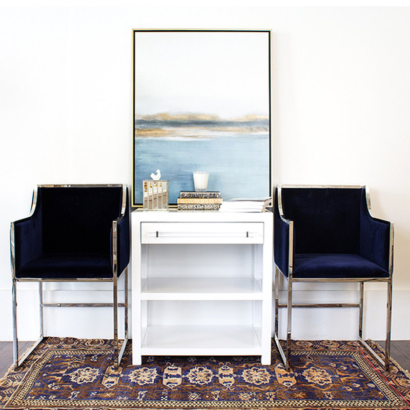 Transitional Gray Acrylic Rectangular End Table with Storage